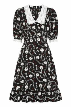 Shop Heart Lock Mid Dress Women Knee Dresses