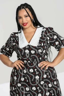 Shop Heart Lock Mid Dress Women Knee Dresses