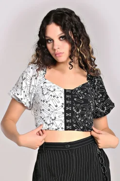 Shop Safety Pin Crop Top Women Crop Tops