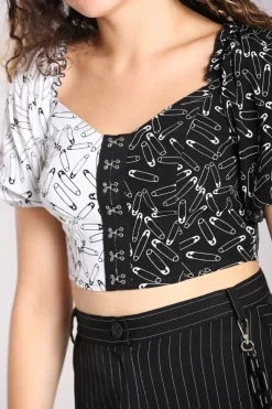 Shop Safety Pin Crop Top Women Crop Tops