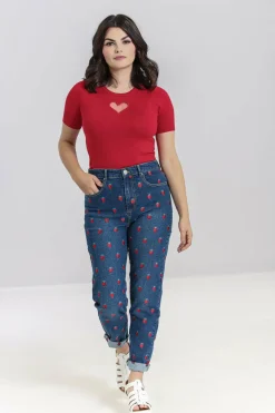 New Strawberry Denim Jeans Women Blouses