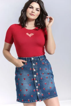 Fashion Strawberry Denim Mini Skirt Women Skirts