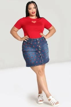 Fashion Strawberry Denim Mini Skirt Women Skirts