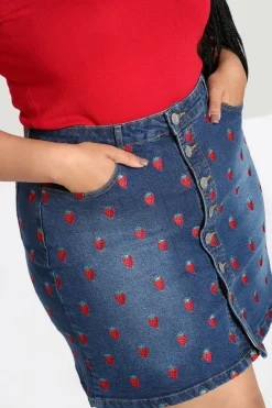 Fashion Strawberry Denim Mini Skirt Women Skirts
