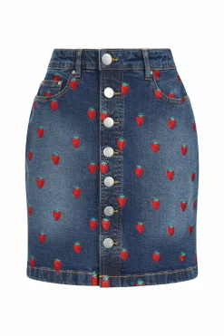 Fashion Strawberry Denim Mini Skirt Women Skirts