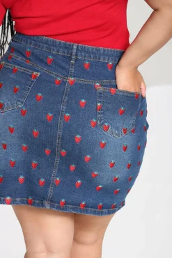 Fashion Strawberry Denim Mini Skirt Women Skirts