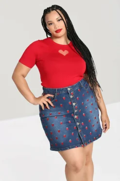 Fashion Strawberry Denim Mini Skirt Women Skirts