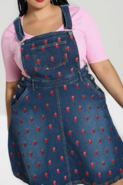 Outlet Strawberry Denim Pinafore Dress Women Dresses