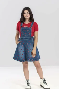 Outlet Strawberry Denim Pinafore Dress Women Dresses