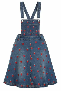 Outlet Strawberry Denim Pinafore Dress Women Dresses