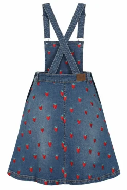 Outlet Strawberry Denim Pinafore Dress Women Dresses