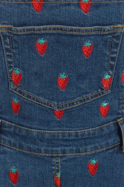 Outlet Strawberry Denim Pinafore Dress Women Dresses